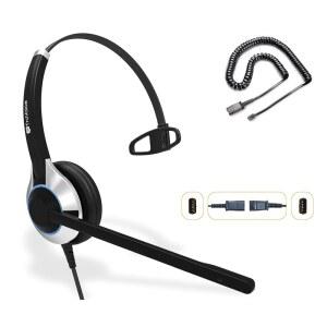노이즈 캔슬링 마이크와 HD 스피커가 있는 TruVoice HD-500 오피스 및 콜센터 유선 QD 헤드셋 - 미텔, 노텔, 아바야, 폴리, 폴리콤, 쇼어텔, 디지움, ESI, 팬빌 데스크폰과 호환됩니다