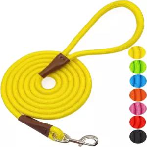 메이포 4/6/8/10 피트 개 목줄 클래식한 솔리드 컬러 가죽 테일러 연결 헤비 듀티 실버 걸쇠로 강화된