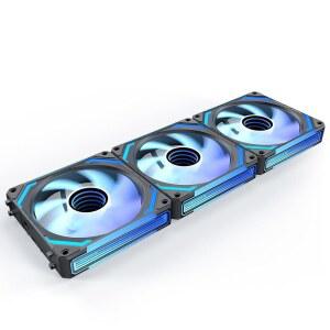 아시아호스 COSMIQ 120mm PC RGB 팬 컴퓨터 케이스 팬, 5V 3핀 커넥터 데이지 체인 PWM 냉각 및 CPU 액체 냉각기용 컨트롤러(블랙 포워드, 블랙-3)