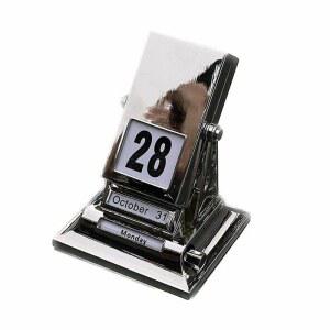 실버 스텐 빈티지 만년달력 디자인 소품 Pipa 북유럽 회전 탁상용 금속 달력