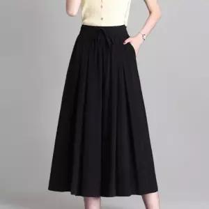 [신상오픈런]여성용 하이웨스트 카키 블랙 와이드 7부 팬츠 찰랑핏 (41315371)