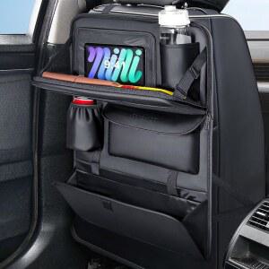 커버라도 뒷좌석 카 정리함, 터치스크린 태블릿 홀더가 있는 나파 가죽 카시트 접이식 푸드 트레이, 킥 매트 보호대, 멀티 수납 액세서리, 쓰레기 봉투 홀더-1