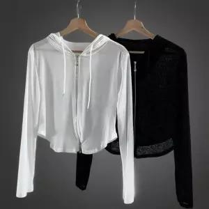 [신상오픈런]여성 시스루 크롭 후드 집업 긴팔 투웨이 살안타 (37001098)