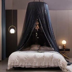 소녀와 성인을 드레이프 프린세스 모기장 화려한 커튼 라운드 침대 커트닉 장식용 아늑한 럭셔리 위한 프린트 캐노피 레이스 프린트 캐노피