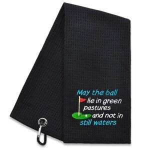 하프 휴, 공이 정물 자수 골프 타월이 아닌 녹색 목초지에 놓이기를 - 아빠, 할아버지 은퇴를 위한 남녀 액세서리 선물