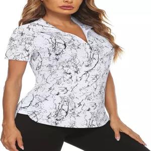 코시 여성용 긴팔 골프 테니스 폴로 셔츠 UPF50+ 하프 지퍼 드라이 핏 운동복 상의