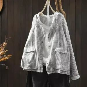 여친 가을 스트링 면사 이중 톱 긴팔 후드티 후드 체크 OP3