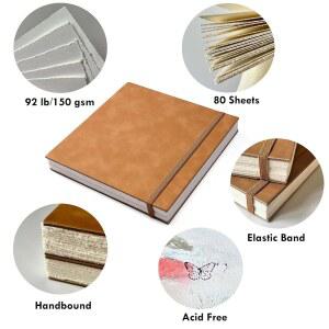투무아르타 데클 에지 8인치 8인치 스케치북 GSM 미디어 애시드 페이퍼 혼합 프리 하드바운드 80매 빈티지 페이퍼 저널 150 92 LB 스케치북 핸드메이드