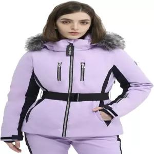 고경험 여성 스키 재킷 스노보드 핏 슬림 쇼트 스노우 코트 벨트 마운틴 방수 단열 따뜻한 겨울