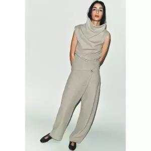 ZARA 크로스 오버 버튼 팬츠 - 그레이