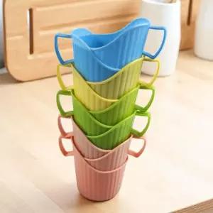 줄무늬 종이컵 홀더 꽂이 손잡이 컵받침 10p