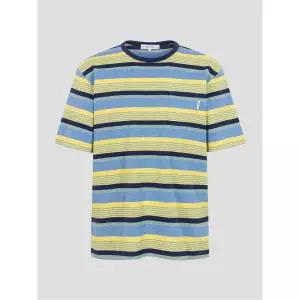 빈폴 BEANPOLE MEN 멀티 스트라이프 라운드 반소매 티셔츠 스카이 블루 BC5542C39Q 441794