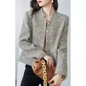 모직 가을 여자 차이나 우아한 샤오샹코트 가볍고 루즈핏 탑 OP3