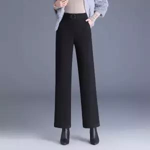 헐크 여성용 여자 팬츠 블랙 허리벤딩 분위기 와이드 스트레이트팬츠 슬림핏 KKE3