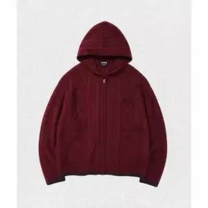 매장정품 트레셔 THRASHER 플레임 케이블 니트 후드집업 버건디 TR2503CD02BU 1438396