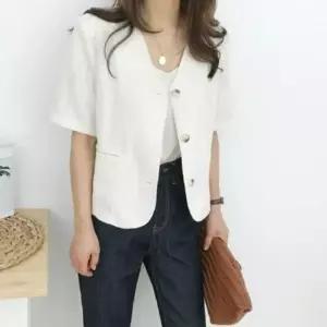 자켓 여름 브이넥 반팔자켓 노카라 반팔린넨자켓 린넨_20338331_667501