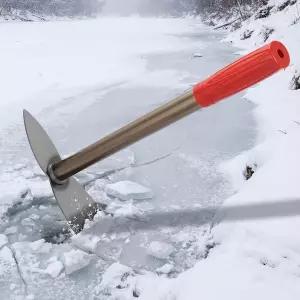 얼음 낚시용 팡다 16인치 헤비 듀티 강철 끌 낚시 드릴링 야외 겨울 구조 브레이킹용 더블 헤드 롱 치퍼