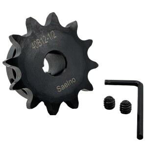 Saelno #40 롤러 체인 스프로킷 타입 B 1/2 인치 보어 12 톱니, 경화된 방부 1045 스틸 드라이브 40B12-1/2