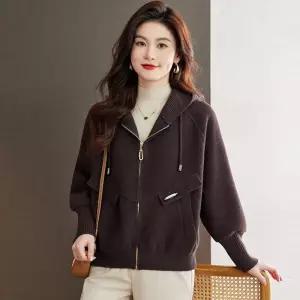 여사친 니트 모직 후드 추동 점퍼 숏 가디건 코트 봄가을 KS3