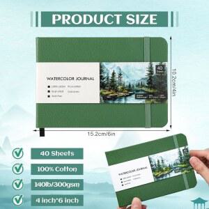 40장 수채화 스케치북 미디어용 노트 종이 페인팅 300 드로잉 140파운드 GSM 혼합 프레스 콜드 저널 아트 4X6IN