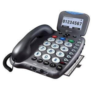 Geemarc Ampli550 - 빅 버튼 유선 전화 초음속 발신자 ID, 통화 키 백라이트 LCD 디스플레이 화면 보청기 호환