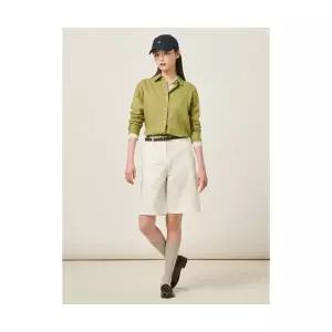 매장정품 빈폴 BEANPOLE LADIES 리넨 솔리드 오버핏 셔츠 카키 (BF5364C06H) BF5364C06H 180623