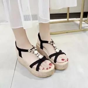 발목 스트랩 통굽 샌들힐 여름 구두 데일리 슈즈 신발 VTj8+1uow