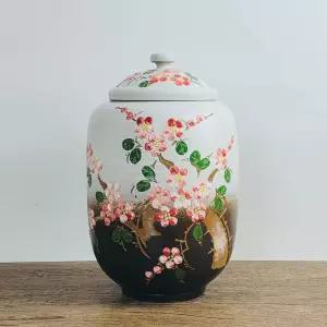 10kg 투톤분청 매화 쌀독 현관 소금 항아리 여주 쌀통 단지 잡곡 도자기