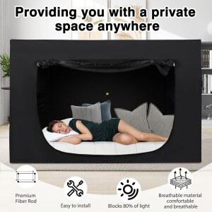 침대 텐트 포함 캐노피 공간 블랙아웃 수면 막대 위한 통기성 개인 큐비 경량 포드 성인 텐트를 트윈 섬유