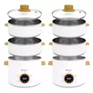 강력추천- 3in1 대용량 스텐 전기 멀티쿠커 전골 찜기 2L용량 코드분리형 쉬운조리