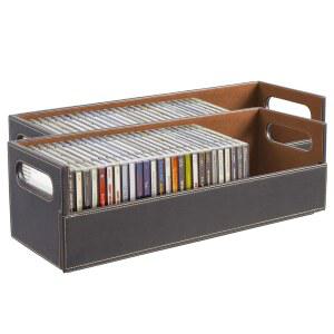 가정용 2팩 CD 보관함, 영화 케이스, DVD, 카세트 테이프 진열대, 디스크 홀더는 최대 40장의 CD를 보관할 수 있으며 인조 가죽(브라운)을 보관하세요