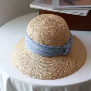 여성 밀짚 짧은챙 라피아햇 파나마 휴양지 여름 모자