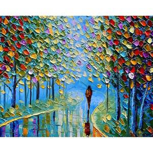 야셩 아트 장식 유화 페인팅 풍경 핸드메이드 캔버스에 캔버스 그린 추상 현대 미술 벽화 오피스 나무 24X36인치