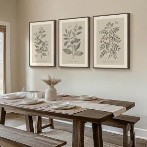 거실용 대형 장식용 일러스트레이션 플로럴 빈티지 캔버스 벽용 침실 주방 그림 20X30 액자 3피스 아트워크 아트 농가 식물 페인팅 중성