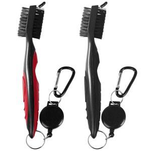 골프 클럽 가방 액세서리를 위한 접이식 지퍼 라인 알루미늄 카라비너가 있는 오브타님 2팩 브러시 홈 클리너 도구