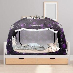 수면을 위한 캐노피 문이 실내 있는 커튼 즉석 공간과 텐트 별이 침대 셋업 3개의 가득 휴대용 프라이버시 넓은 빛나는