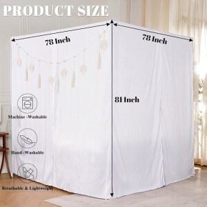 ZRVTM 캐노피 침실 보호 있는 개구부 커튼이 태셀 프린세스 캐노피와 장식을 위한 드레이프 로맨틱한 침대 4개의 커튼