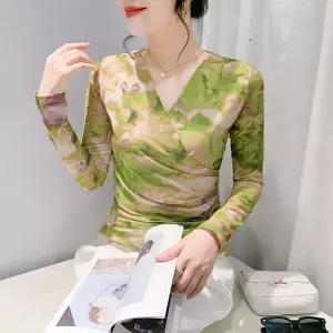 여성 라틴댄스복 상의 라인댄스 무대의상 티셔츠 긴팔