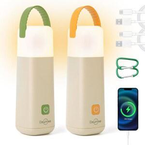 던라이즈 LED 캠핑 랜턴 최대 350시간 충전식 라이트 4가지 모드 야외 손전등 빨간불 비상용 방수 휴대용 텐트 하이킹 허리케인 2PK