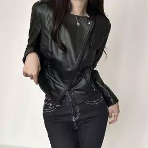 여자 클래식 시크 블랙 라이더자켓 슬림핏 가죽자켓_20341565_667501