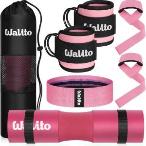 WALITO 7Pcs 고관절 스러스트용 바벨 패드 세트 - 스쿼트 바 배드 여성용 짐 액세서리 벤치 프레스 발목