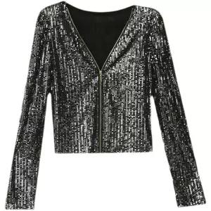 반짝이 스팽글 댄스복 여성 라틴 방송 사교 라인댄스상의