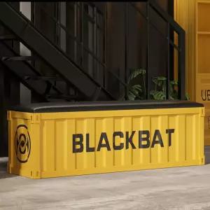 수납벤치 철제 3인용 의자 옐로우 수납함 신발장 B12