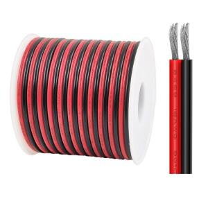 10M50M 16 18 20 22 24 26 28 30AWG 2핀 구리선 DIY LED 램프 커넥터 레드  블랙 플랫 리본 케이블 300V 80
