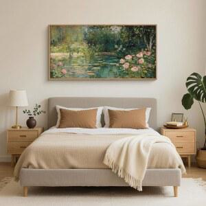 FWIEXA 모네 데코 액자 아트워크 식물 거실 나무 빈티지 아트 20X40 식물원 인상주의 침실용 경관 캔버스 연못 인치 자연 세트 사진 프린트 플로럴