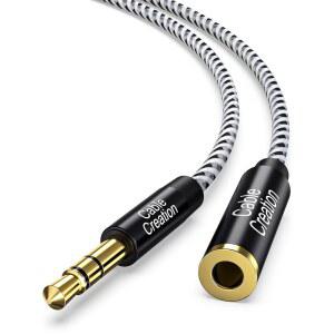3.5mm 헤드폰 연장 케이블, CableCreation 남녀 스테레오 오디오 케이블 어댑터(금 도금 커넥터 포함), 15피트