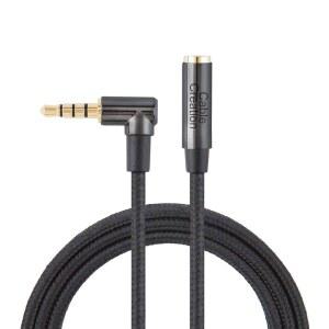 케이블크리에이션 헤드폰 연장 케이블 3FT / 0.9M, 3.5mm TRRS 오디오 스테레오 케이블, 은도금 구리가 포함된 직각 보조 하이파이 카 스테레오용 24K 금도금(마이크)