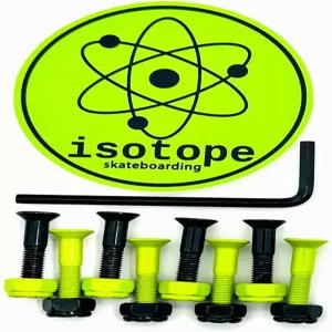 동위원소 스케이트보드 연료봉 - 1인치 하드웨어 검은색 및 형광 녹색 8개 세트