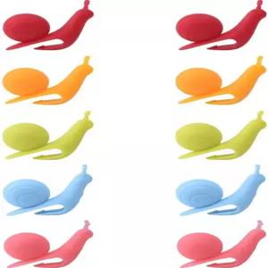 EBOOT 10개 실리콘 달팽이 티백 홀더 귀여운 모양 컵용 컬러풀 컵 가장자리 클립