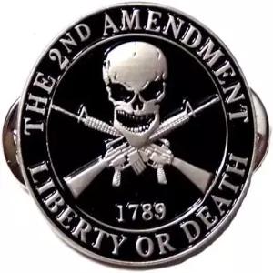 수정헌법 제2조 자유 또는 죽음의 해골 총 권리 라펠 모자 핀 PPM7500 (1핀)